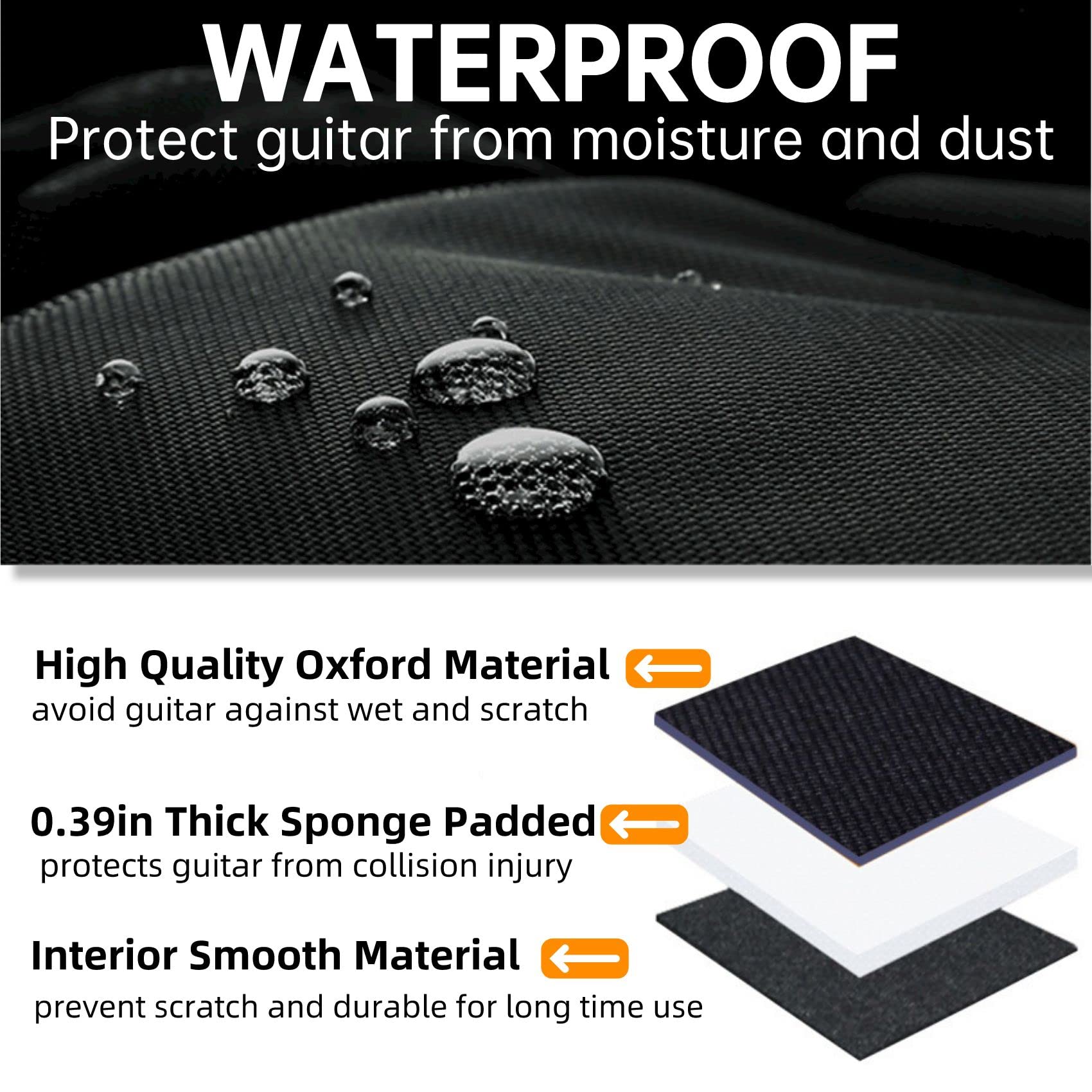 Gigkouki Bass Guitar Bag Gig Bag 0.3In Padding Black Padded Backpack Soft Electric Bass Case Whtie